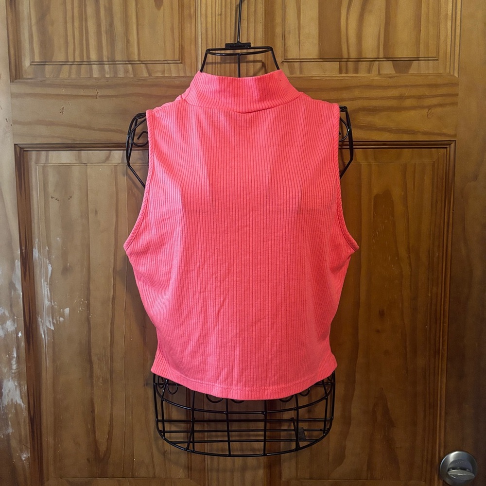 Neon Pink Ribbed Women's Crop Top